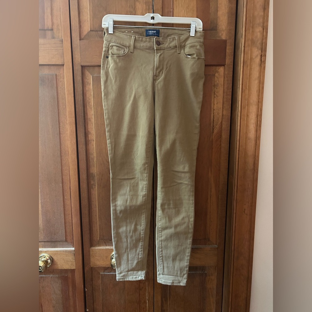 Old Navy Women's 4 Classic Uniform Tan Rockstar Mid-Rise Tan Cotton Blend Pants